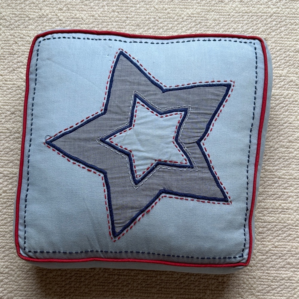 Pottery Barn Kids Blue and Red Star Pillow